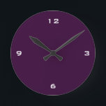 Reloj Redondo Mediano Pluma oscura y números blancos simples<br><div class="desc">Reloj de pared redonda de color ciruela oscuro con números blancos.</div>