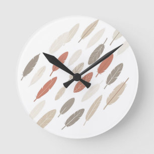 Reloj Redondo Mediano Plumas Boho Óxido Diagonal