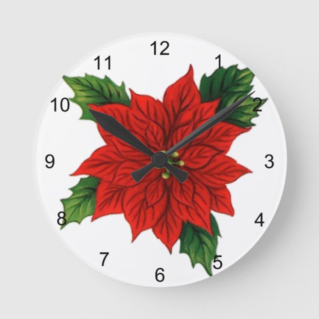 Reloj Redondo Mediano Poinsettia (Anverso)