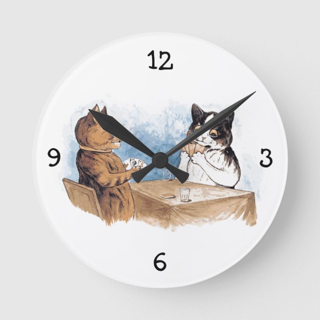 Reloj Redondo Mediano Poker Kitties Wall Clock (Anverso)