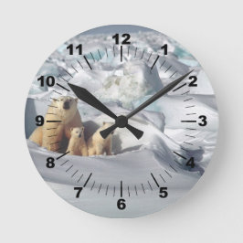 Reloj Redondo Mediano Polar Bear Cubs Snow Photo