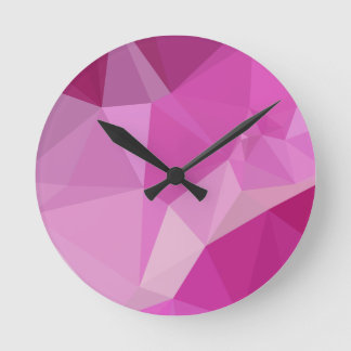 Reloj Redondo Mediano Polígono bajo abstracto rosado fucsia Backgrou de