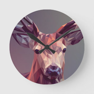 Reloj Redondo Mediano Polígonos de ciervo Diseño Gráfico Escala Animal P