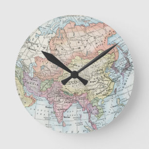 Reloj Redondo Mediano Political Map of Asia (1916)