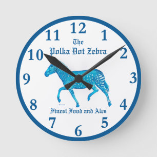 Reloj Redondo Mediano Polka Dot Zebra English Pub - Azul