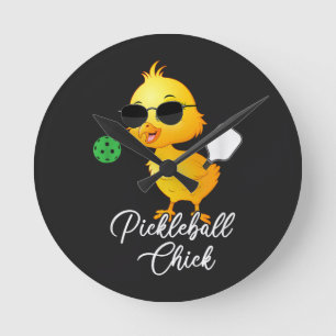 Reloj Redondo Mediano Pollita de Pickleball Divertido Pickleball
