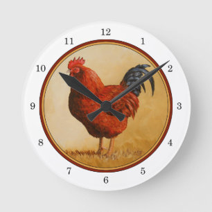 Reloj Redondo Mediano Pollo Rojo de Rhode Island