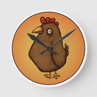 Reloj Redondo Mediano Pollo rojo marrón que se coloca alto