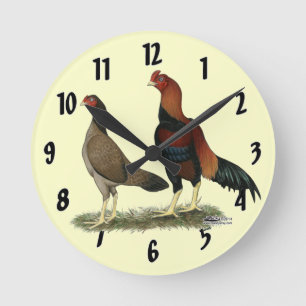Reloj Redondo Mediano Pollos Aseel Wheaten