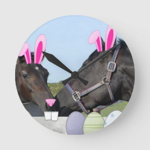 Reloj Redondo Mediano Pony y caballo de Pascua