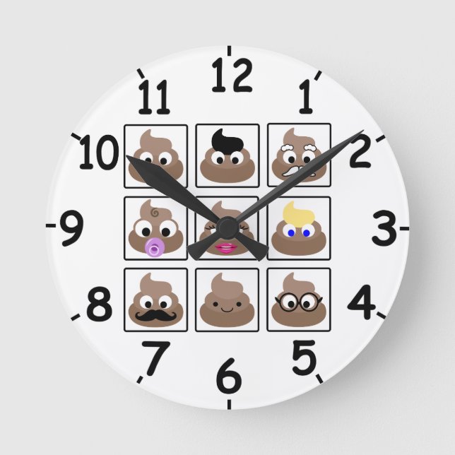 Reloj Redondo Mediano Poop Many Faces (Anverso)