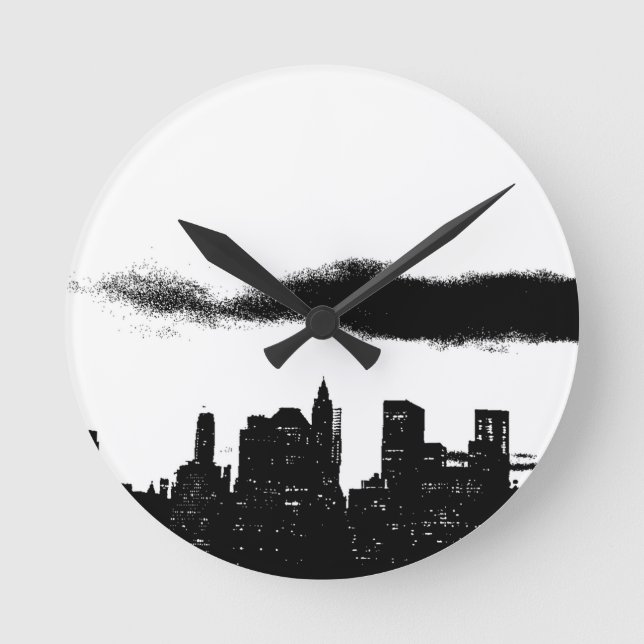 Reloj Redondo Mediano Pop Art Black White NYC Nueva York (Anverso)