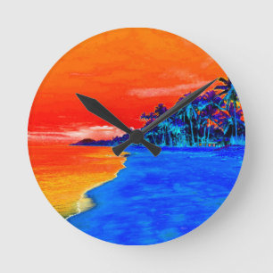 Reloj Redondo Mediano Pop Art Exotic Beach Palm Trees