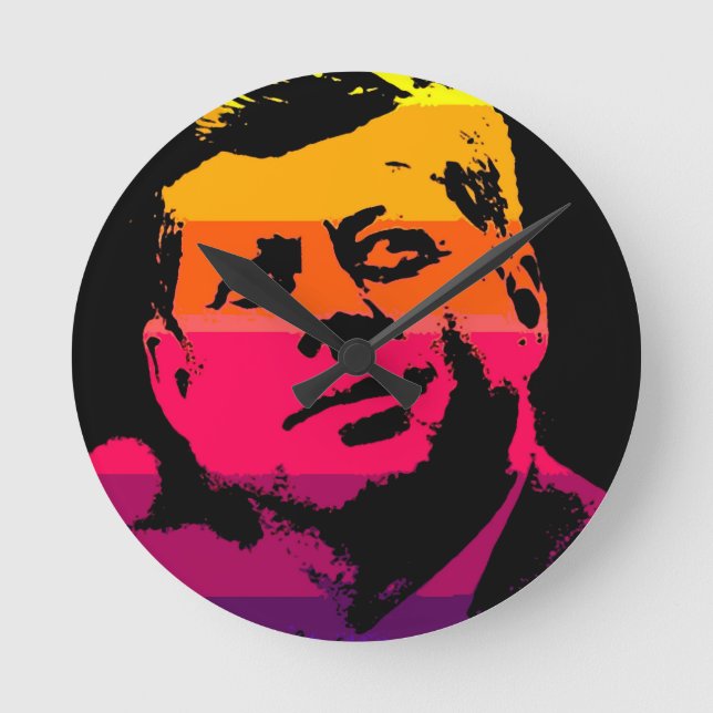 Reloj Redondo Mediano Pop Art Jack JFK John F. Kennedy (Anverso)