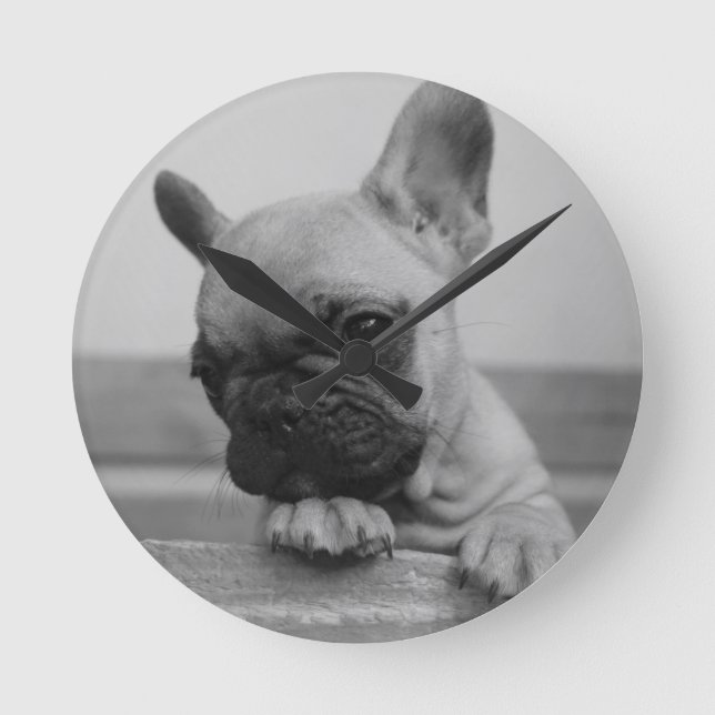 Reloj Redondo Mediano Popo de Frenchie (Anverso)