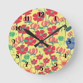 Reloj Redondo Mediano Poppies Garden Yellow Wall Clock