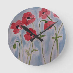 Reloj Redondo Mediano Poppies rojos salvajes