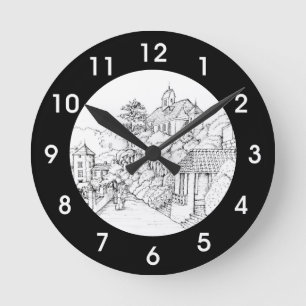 Reloj Redondo Mediano Portmeirion North Wales Pen y Esbozo de tinta