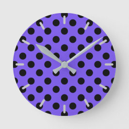Reloj Redondo Mediano Pos de polka negro en periwinkle