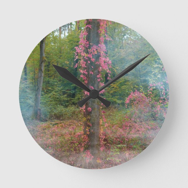 Reloj Redondo Mediano Póster de ambiente forestal (Anverso)