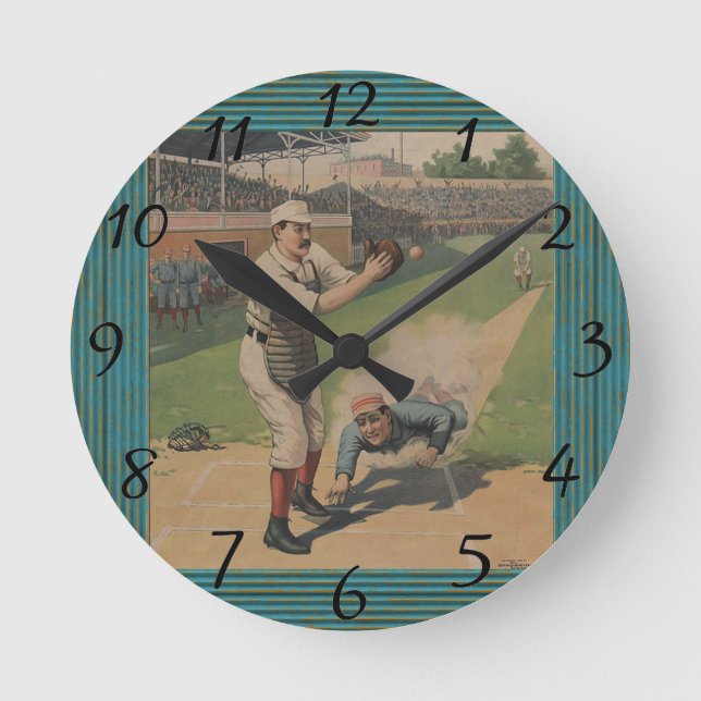 Reloj Redondo Mediano Poster de béisbol (Anverso)