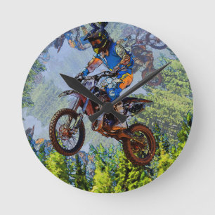 Reloj Redondo Mediano Poster de Motocross Racers