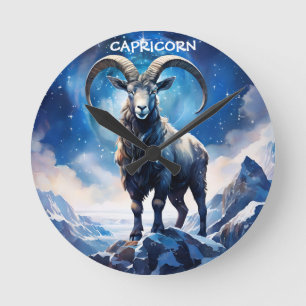 Reloj Redondo Mediano Poster de Rótulo Zodiac de Capricornio