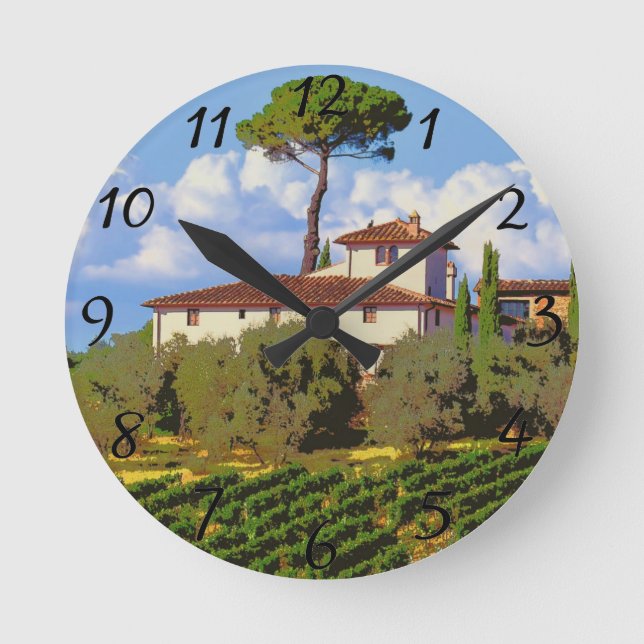 Reloj Redondo Mediano Poster de Toscana Italia (Anverso)