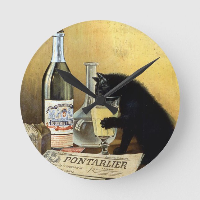 Reloj Redondo Mediano poster francés retro "absinte de los burgueses" (Anverso)