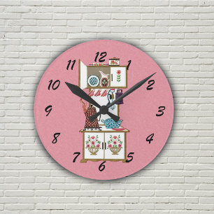 Reloj Redondo Mediano Pote retro antiguo del café de la estufa de cocina