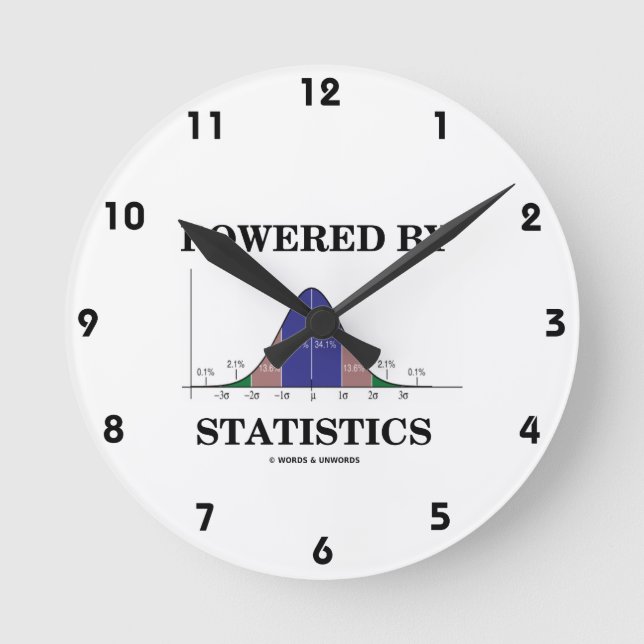 Reloj Redondo Mediano Powered By Statistics (Bell Curve Humor) (Anverso)