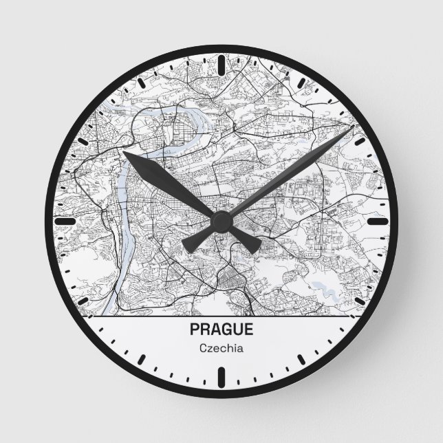 Reloj Redondo Mediano Prague Clock City Line Art (Anverso)