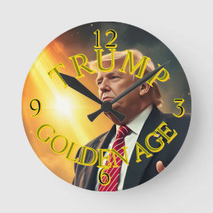 RELOJ REDONDO MEDIANO PRESIDENTE DONALD TRUMP EDAD DE ORO
