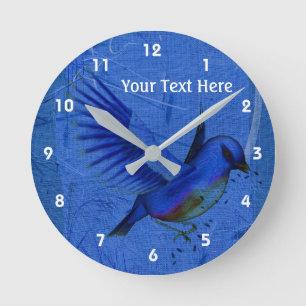 Reloj Redondo Mediano Pretty Bluebird Animal Art