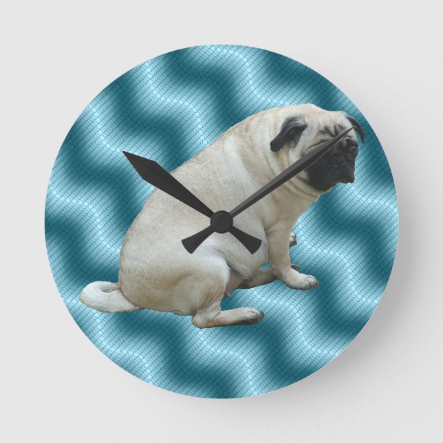 Reloj Redondo Mediano Pretty Pug Wall Clock (Anverso)