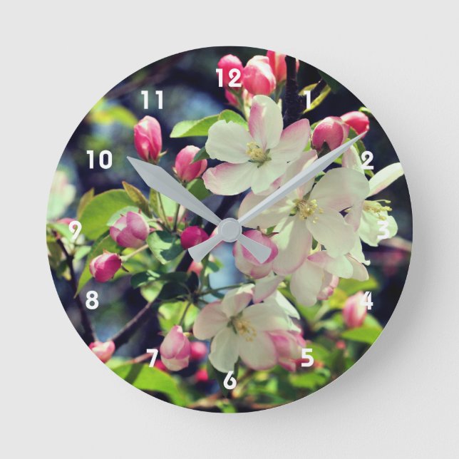 Reloj Redondo Mediano Primavera temprana Flores de arce 3 Cierre  (Anverso)