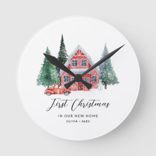 Reloj Redondo Mediano Primer adorno personalizado de Navidad Regalo para