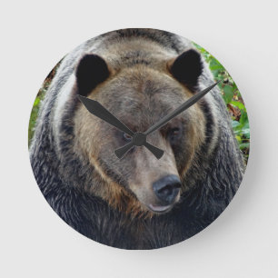 Reloj Redondo Mediano Primer del oso grizzly