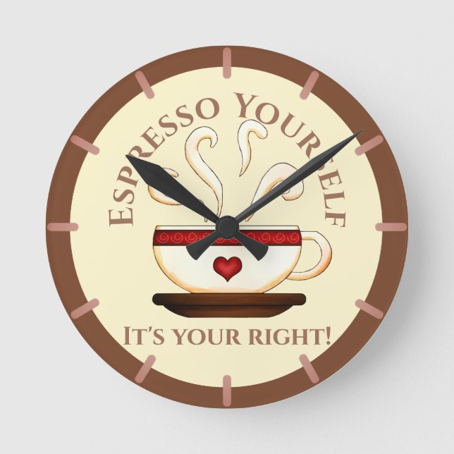 Reloj Redondo Mediano Primera enmienda: Espresso tú mismo (Anverso)