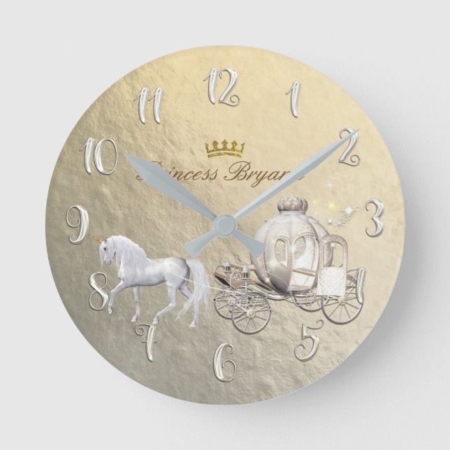 Reloj Redondo Mediano Princesa Carriage de Cenicienta del oro y (Anverso)