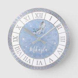 Reloj Redondo Mediano Princesa de Cenicienta de Glass Blue Light