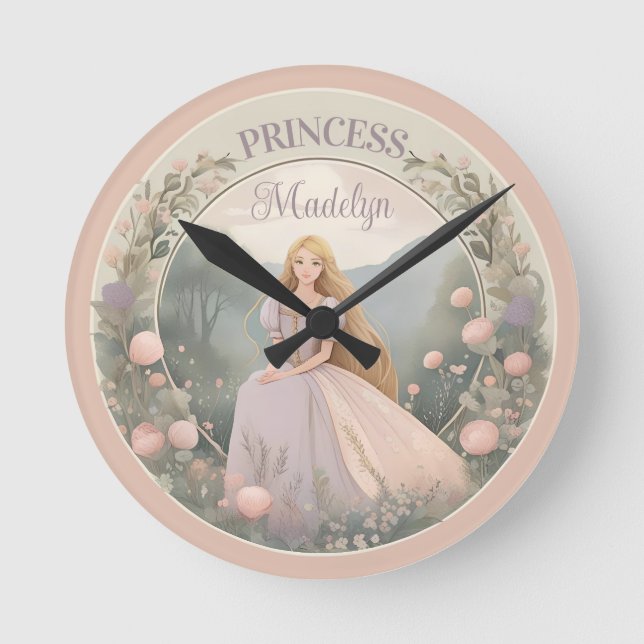 Reloj Redondo Mediano Princesa Rapunzel encantada (Anverso)