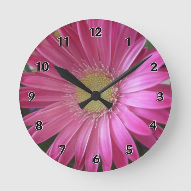 Reloj Redondo Mediano Princesa rosada de la margarita (Anverso)
