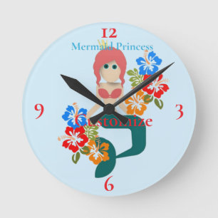 Reloj Redondo Mediano Princesa Sirena Pelirroja Thunder_Cove