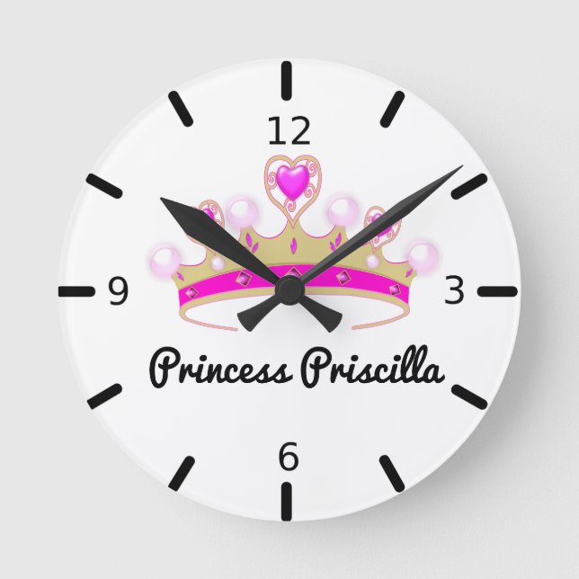 Reloj Redondo Mediano Princesa Tiara personalizada (Anverso)