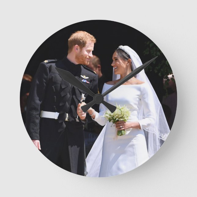 Reloj Redondo Mediano Príncipe Harry y Meghan Markle Boda Real (Anverso)