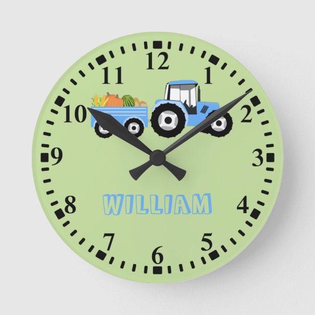Reloj Redondo Mediano Producción personalizada de la granja de camiones  (Anverso)