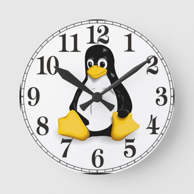 Reloj Redondo Mediano Productos de Linux Tux (Anverso)