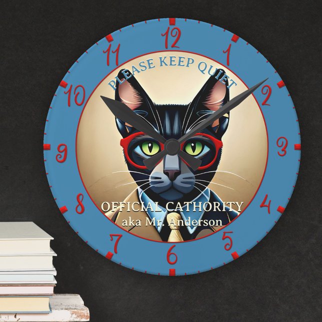 Reloj Redondo Mediano Profesor de aula de gato divertido  (Subido por el creador)