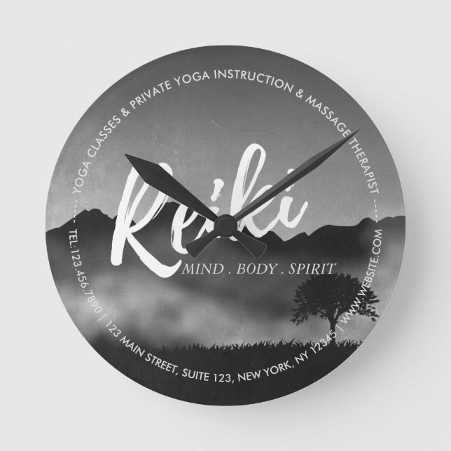 Reloj Redondo Mediano Profesor de Mediación de Yoga Maestro de Reiki Nat (Anverso)